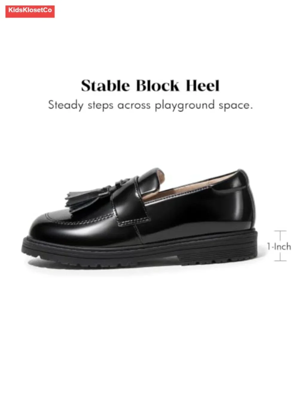 Girls Platform Loafers Tassel Slip On Faux Leather School Shoes
